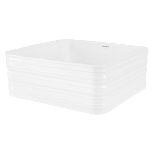 ML-Design Lavabo da Appoggio in Ceramica Bianca Lucida 39 x 39 x 15 cm Lavandino Quadrato Moderno Lavello Sanitari per il Bagno Foro di Scarico Standard 45 mm