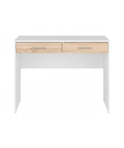 Bureau avec 2 tiroirs Blanc et chêne 100 cm - Nepo Plus