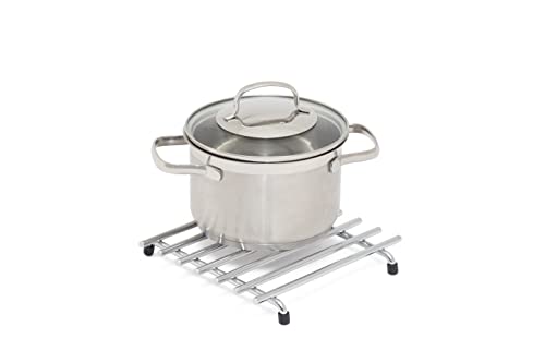 simplywire – Soporte de Rejilla metálica – Resistente al Calor – Protector de encimera de Cocina – Cuadrado - Cromado