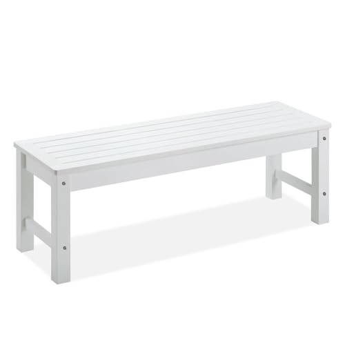 Image of Psilvam 47 inch Backless Outdoor Bench for 2-Person, 700 LBS Capacity, White