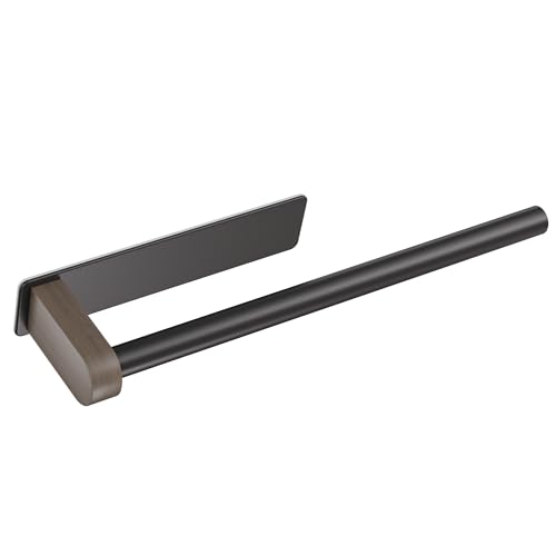 Aikzik Toallero | Toallero sin taladrar | Toallero Negro | Toallero Madera 32 cm | Toallero para Pegar Aluminio para Baño y Cocina
