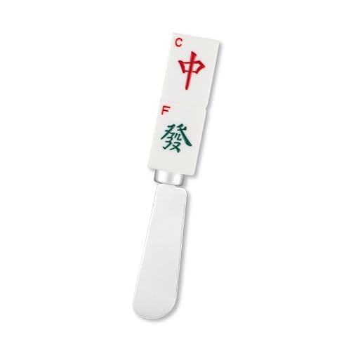 Wine Things Mahjong Tile Cheese Spreaders, Hand-Painted Resin Handles with Stainless Steel Blades for Spreading Cream Cheese, Butter, and Jam, Assorted Designs, Set of 4 - Thumbnail 7