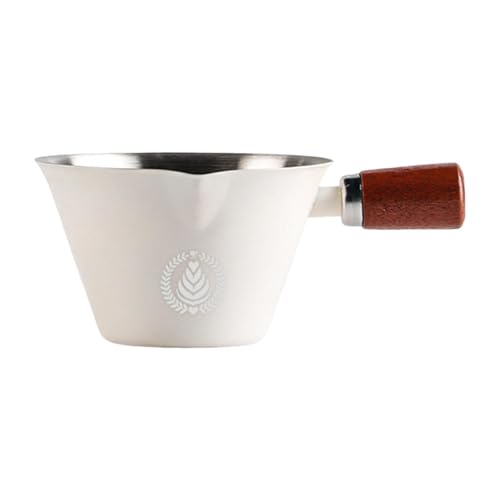 Taza de café de acero inoxidable de 0,1 L, con marcado, caño verdor en V, versátil para, taza de extracción de café ligero, blanco