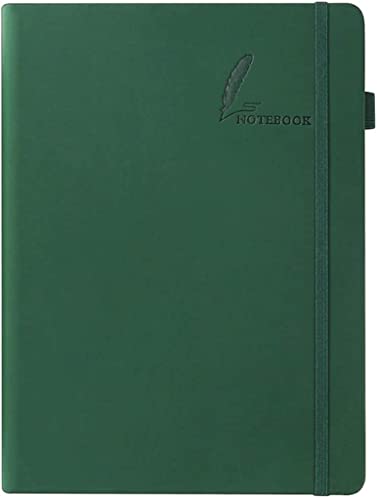 DANNMPX Cuaderno Cuaderno De Lujo A5, Diario De Tapa Dura, Papel Grueso, Marcapáginas De Diseño Plano, Verde Oscuro Libreta