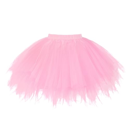 TRIWORKS Rosa Tutu Damen 80er Große Größen Tüllrock Rosa Tütü Herren Damen Petticoat Kurz Ballett Puffy Tutu Vintage Elastisch Retro Halloween...
