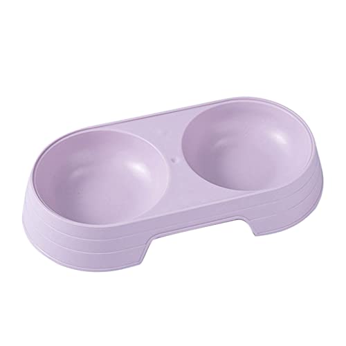 CUSROS Cat Dishes, Solid Color Double Bowl, PP Material Cat Food Dispenser Cat Bowl Cat Food Bowls Cat Water Bowls Cat Feeding Bowls Purple One Size