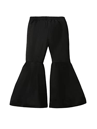 Floerns Girls Solid Elastic High Waist Flare Leg Bell Bottom Long Pants Black 6Y #TOP11