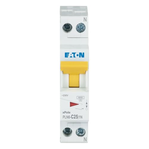 Eaton PLN6-C25/1N-DE Leitungsschutzschalter 25A 1P+N 1-polig+N C-Charakteristik LS-Schalter 1 TE eine Teilungseinheit breit (263284)