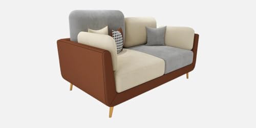 Image of Modern Sofa, 2 Seater with Decorative Cushions, Chesterfield Arm Three Seater for Living Room Guest Room Hotels & Office (2 Brown and Beige)