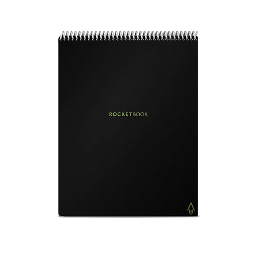 Rocketbook Flip Smart Notepad, Black Cover, Lined/Dot Grid Rule, 8.5 x 11, White, 16 Sheets