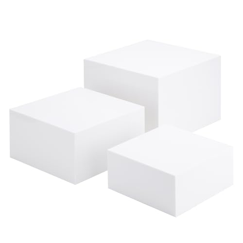 Cliselda 3pcs Acrylic Display Riser Stands Food Risers,White,6" 7" 8"