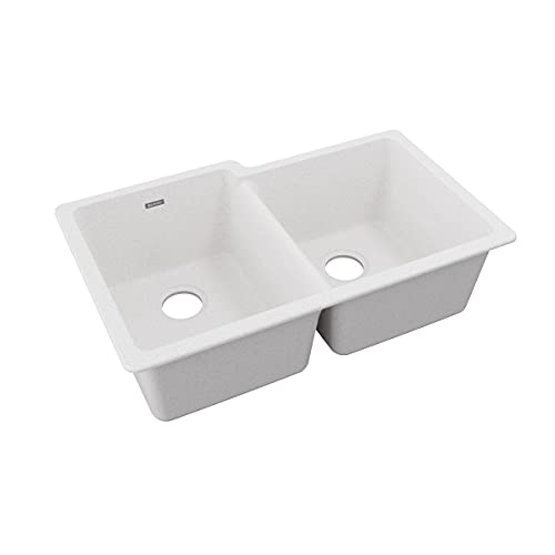 Elkay Elgu250Rwh0 Quartz Classic Offset Double Bowl Undermount Sink, White #TOP2