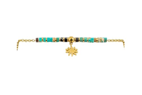 Bracelet acier 316L doré PVD 18 carats et maille Eguzkilore