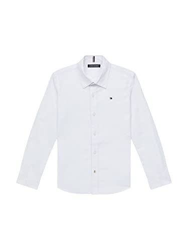 Tommy Hilfiger Jungen Hemd mit Stretch, Weiß (White), 14 Jahre