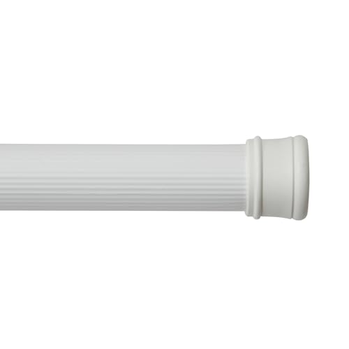 Kenney KN609L/1 Twist & Fit No Tools Spring Tension Standard Shower Curtain Rod with Non-Slip, Non-Scratch Ends, 42-72" Adjustable Length, Easy Install, White, 1" Diameter Rust Resistant Steel Tube by Kenney - Used condition - US$11.25