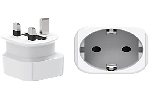 Adaptador Enchufe Español a Ingles, Español 2-Pin Europa a 3-Pin Reino Unido, Adaptador De Viaje Tipo G, para Irlanda Escocia Británico Maldivas