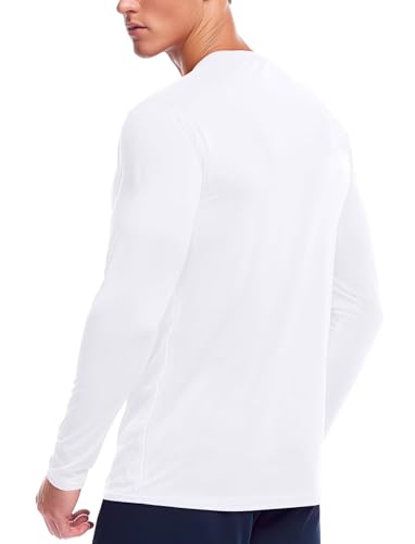 Zengjo Long Sleeve Undershirt Men Workout Athletic Lightweight(White,XL) - Thumbnail 2