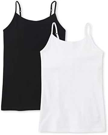 The Children's Place girls Basic CamiBasic ????Æ’?][][???Æ’????cami Básico?????? ??????camisete Básica??????Revolution basic tank top and cami shirts, Black/White 2 Pack, Large US