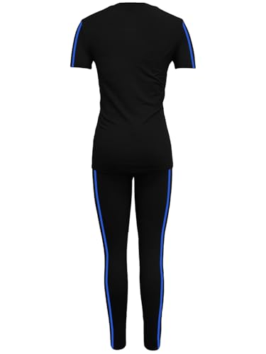 BNGPIKLY Women Two Piece Workout Outfits Summer Sweatsuits Matching Jogger Sets Loungewear Sport Tracksuit BlackBlue S — view 5