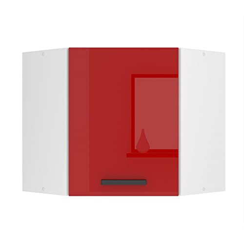 Belini Hängeschrank Küche, Küchenschränke SGN. Breite 60 cm. Oberschrank mit 1 Tür, Küchenhängeschränke, Wandschrank Hängend, Rot Hochglanz