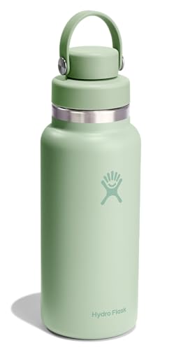 Image of Hydro Flask Water Bottle - Insulated Stainless Steel - Wide Mouth Chug Lid, Non Spill, Leakproof in 32 Oz Aloe Green