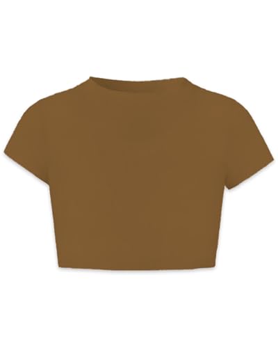 Image of Betusline Girls & Women Basic Summer Short Sleeve Slim Fit T-Shirts Soft Crewneck Crop Y2k Tee Cute Gym Fashion Clothes