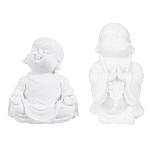 ERINGOGO 2 pièces Figurines Maitreya Résine Décorations Poissonnière et Maison Moderne Sculptures Bouddha pour Salon Bureau et Aquarium
