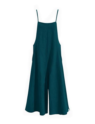 Image of YESNO Women Casual Loose Long Bib Pants Wide Leg Jumpsuits Baggy Cotton Rompers Overalls with Pockets PZZTYP2