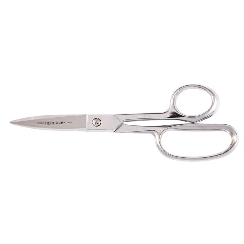 Klein Tools 718LR Scissors Made in USA Heavy Duty Shear Cuts Fabric Rubber Poultry Light Metal and More High-Leverage Ergonomic Snips 8-5/8-Inch