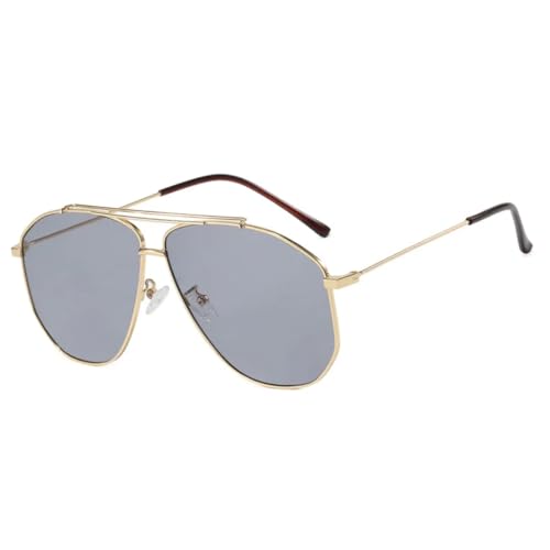 Lunettes de soleil surdimensionnées en métal à double pont pour femme avec verres UV400