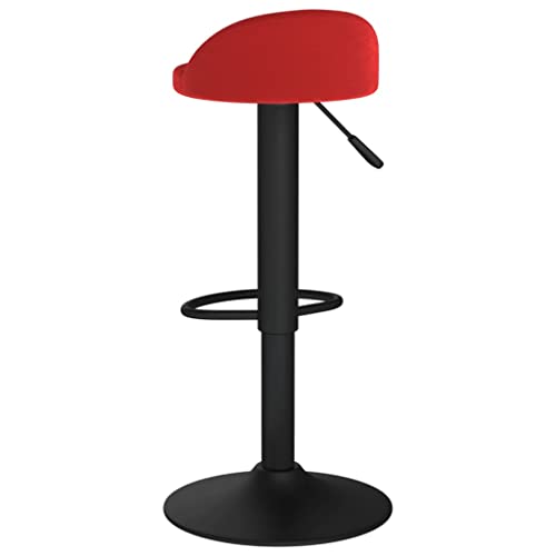 Tabouret de bar en velours bordeaux réglable et pivotant Mangloder