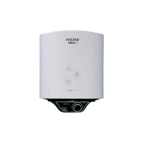 Image of Voltas AquaM 5-Star 10L Water Heater 2000W, Warranty of 7 years on Tank, 3 Years on Heating Element, 2 Years on Product by Voltas|Free Installation| Free Connecting Pipe|Copper Element|8 Bar (White)