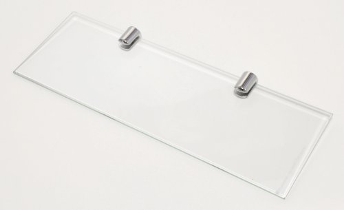 BSM Marketing Juego de 2 estantes de vidrio templado de 400 x 100 mm, 6 mm de grosor con soportes de estante con acabado cromado