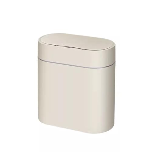 Compost bin Kitchen/Garbage Intelligent Sensor Trash Can Household Bathroom Toilet with Lid Electric Narrow Slit Model Sanitary Bin Step Trash can(Milky White)
