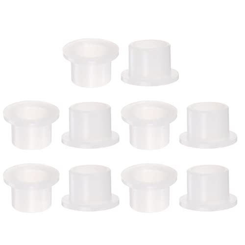 HARFINGTON 10pcs Flanged Sleeve Bearings 14.7mm Bore 18.5mm OD 15.5mm Length Nylon Bushings for Shaft, White