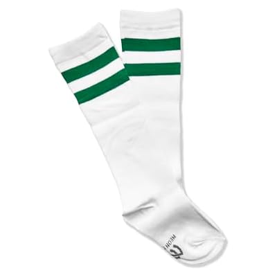 NEON NATION Unisex Child Kid Size White Knee High Tube Sock with Various Colored Stripes