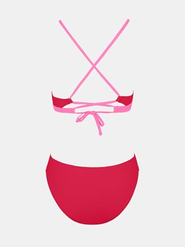 Image of CUPSHE Bikini Set for Women Two Piece Swimsuits V Neck Low Rise Crisscross Back Self Tie Spaghetti Straps