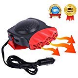 Portable Car Heater, Car Defroster Defogger, Heating Cooling Fan, 30 Seconds Fast Heating, Auto Ceramic Heater Windshield Defroster that Plugs Into Cigarette Lighter 12V 150W 3-Outlet