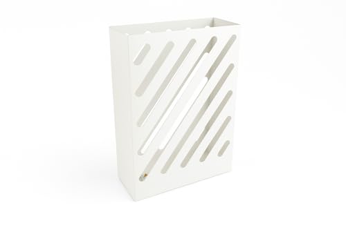 NORDIQ - Paraguero Metálico - Paragueros Modernos y Decorativos - Paragueros Originales para Entrada, Recibidor, Oficina o Comercio | Paragüero de Diseño Elegante y Funcional - Diseño Lineal - Blanco