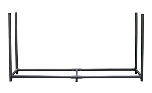 QUICK STAR Kaminholzregal Außen 200 x 25 x 115 cm Anthrazit, Garten Metall Kaminholzunterstand 0,8 m³ (1,3 SRM), Wetterfeste Stapelhilfe mit Schutzhülle Grau