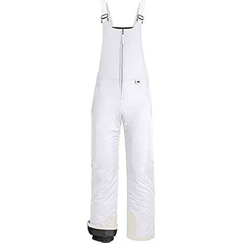GEMYSE Damen wasserdichte Winter Skihose mit verstellbaren Trägern Overall Winddichte Schneehose (Weiß,XL) Cover