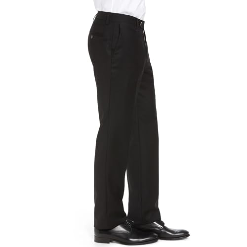 Mens Classic Fit Flat Front Hidden Expandable Waist Dress Pants No Iron Suit Pants3