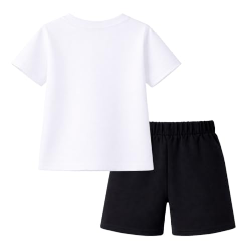 Image of HILEELANG Toddler Boy Summer Outfit Set 2 Piece Short Sleeve T Shirt and Short Soft Breathable Cotton Clothing Sets 2-7T
