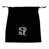 FOMIYES Flanell-Haartrockner-Tasche mit Kordelzug - Aufbewahrung für Föhn, Glätteisen Und Lockenstab (26x23 cm, Schwarz)