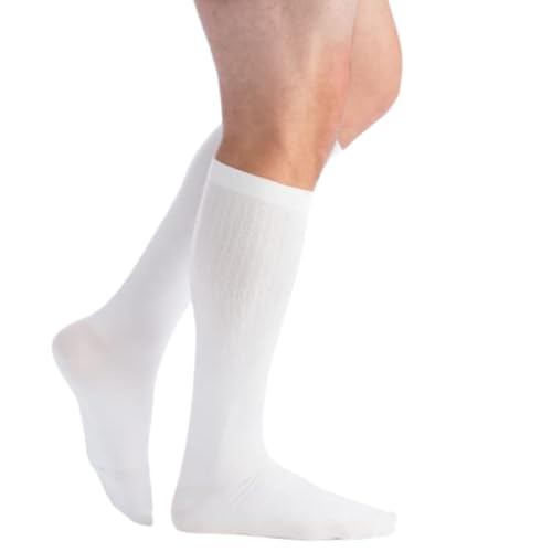 Image of EvoNation Men's Classic Ribbed Knee High 8-15 mmHg Gentle Compression Socks | Comfortable support for long days, with a roomy balloon toe, soft nonbinding welt and secure stay-up fit for work and travel.