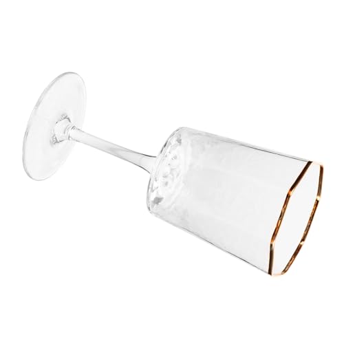 Alipis Bicchiere di vino rosso dal taglio oro di vino bicchieri a stelo corto calice da cocktail a costine colorato bicchiere alto calice in trasparente Calice Di tazza