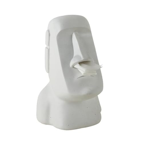 Vocdikficy Estatua de Piedra de la Isla de Pascua Caja de Toallas de Papel Decoración del Hogar Estatua Decoración Retro para la Sala de Estar Accesorios para el Hogar A