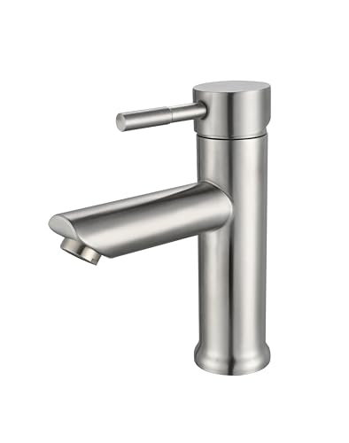 Marco Mammoliti | Miscelatore Monocomando Lavabo Ekos in Acciaio Inox AISI 304 Satinato, Altezza Bocca 100mm, 17,5x14,2x4,8cm