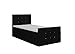 Produktbild Boxspringbett 90x200 - doppelbett - polsterbett mit bettkasten-  Bett mit Einer 90x200 Federkernmatratze H3 - kontinentales Bett - Schlafzimmerbett 90x200 Bettkasten mit Topper - Paris Mini