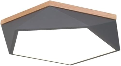 Nordic Style Ceiling Lamp, Natural Wood Base, 3-Color Dimming Flush